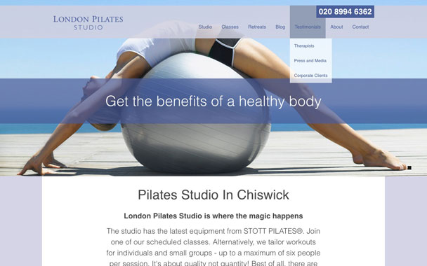 London Pilates Studio website design