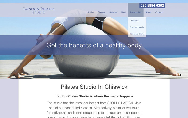London pilates studio web design London pilates studio web design